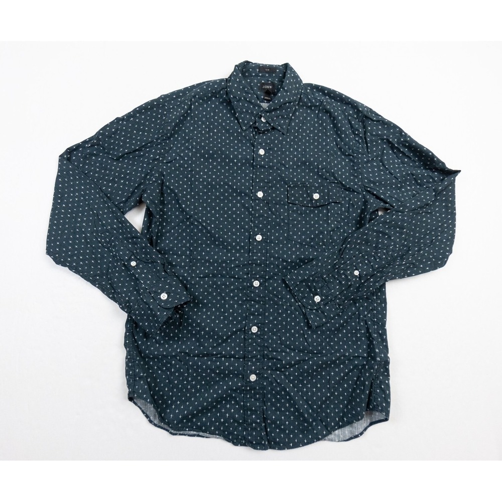 JCrew Shirt Men Medium Blue Button Up Long Sleeve Slim Fit Collared Adult Preppy